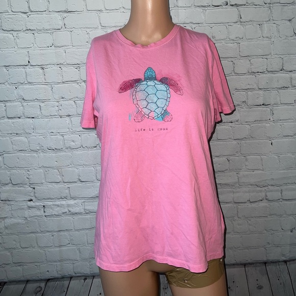 Life Is Good Tops - Life is Good Pink & Blue Turtle shirt size S